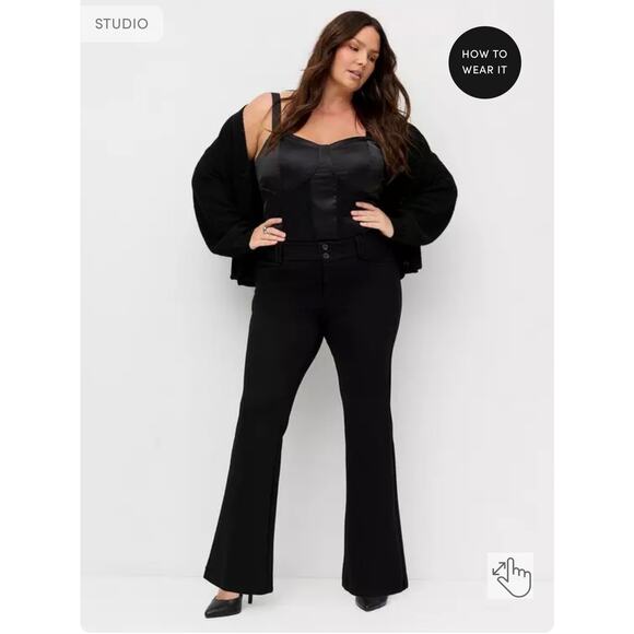 TORRID Trouser Bootcut Ponte Pant in Deep Black. - Picture 1 of 7